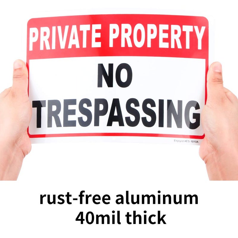 Enjoyist 3 Pack Private Property No Trespassing Sign 10"x 7" .04" Aluminum Reflective Sign Rust Free Aluminum-UV Protected and Weatherproof - Image 3